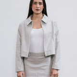 Campera Over Bone de simil cuero