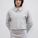 Campera Over Bone de simil cuero