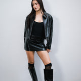 Campera Over Black de simil cuero
