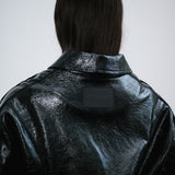 Campera Over Black de simil cuero