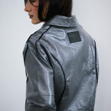 Campera Over Grafito de simil cuero