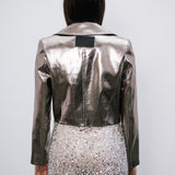 Campera Crop Metal de simil cuero