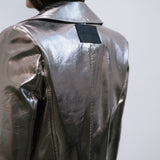 Campera Crop Metal de simil cuero