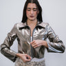 Campera Crop Metal de simil cuero