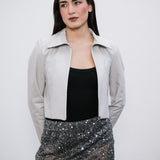 Campera Crop Bone de simil cuero