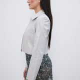 Campera Crop Bone de simil cuero