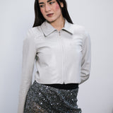 Campera Crop Bone de simil cuero