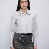 Campera Crop Bone de simil cuero